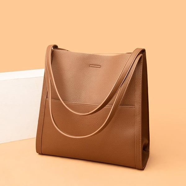 Sac à épaule unicolore en cuir véritable