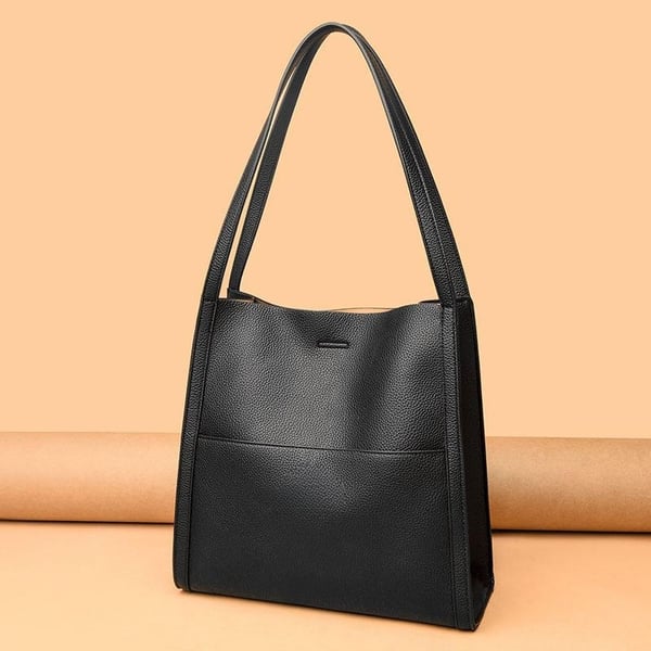 Sac à épaule unicolore en cuir véritable